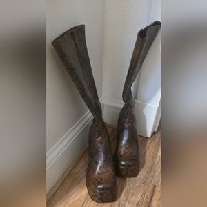 Asos DESIGN Brown Snakeskin Patterned Platform  Boots SIZE 14